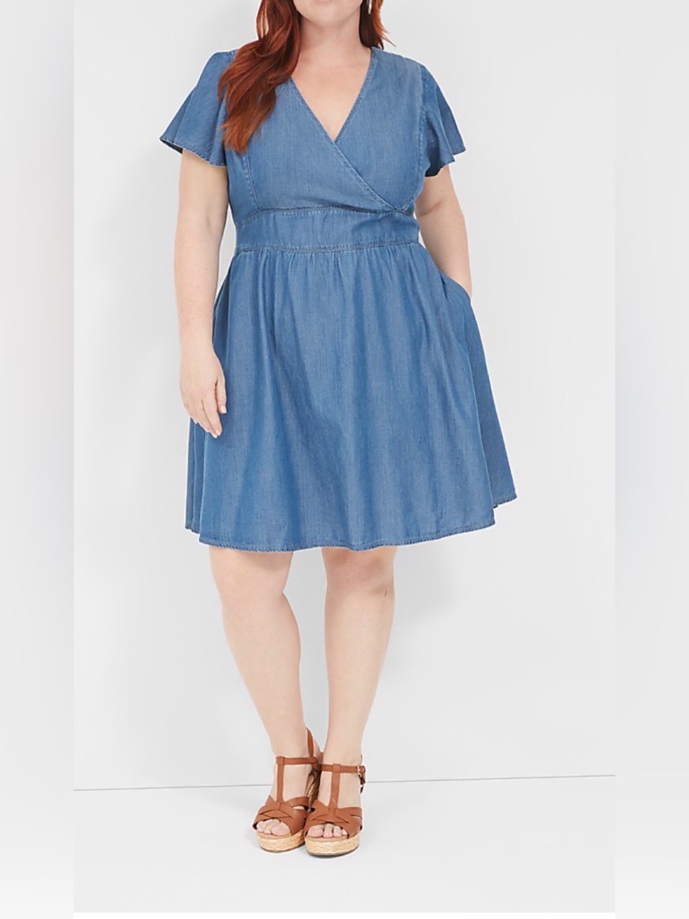 Lane Bryant Lena Surplice Neck Denim Dress
